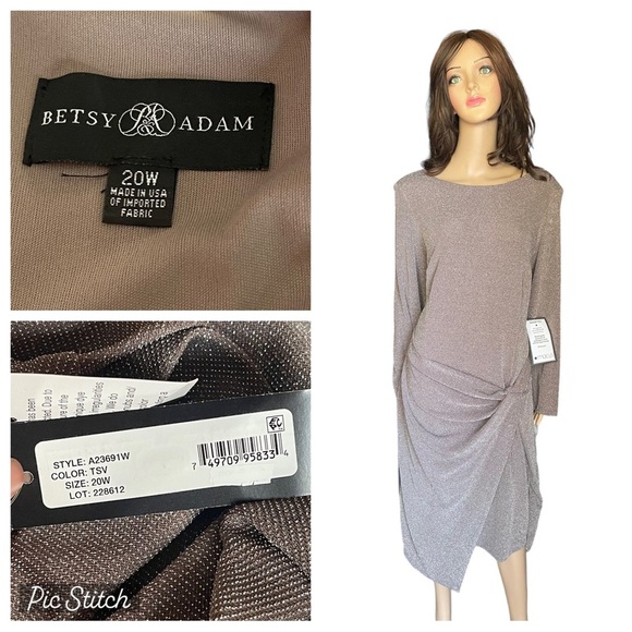 NWT Grey betsy Adam 
Long Sleeve Dress size 20W - Picture 1 of 15